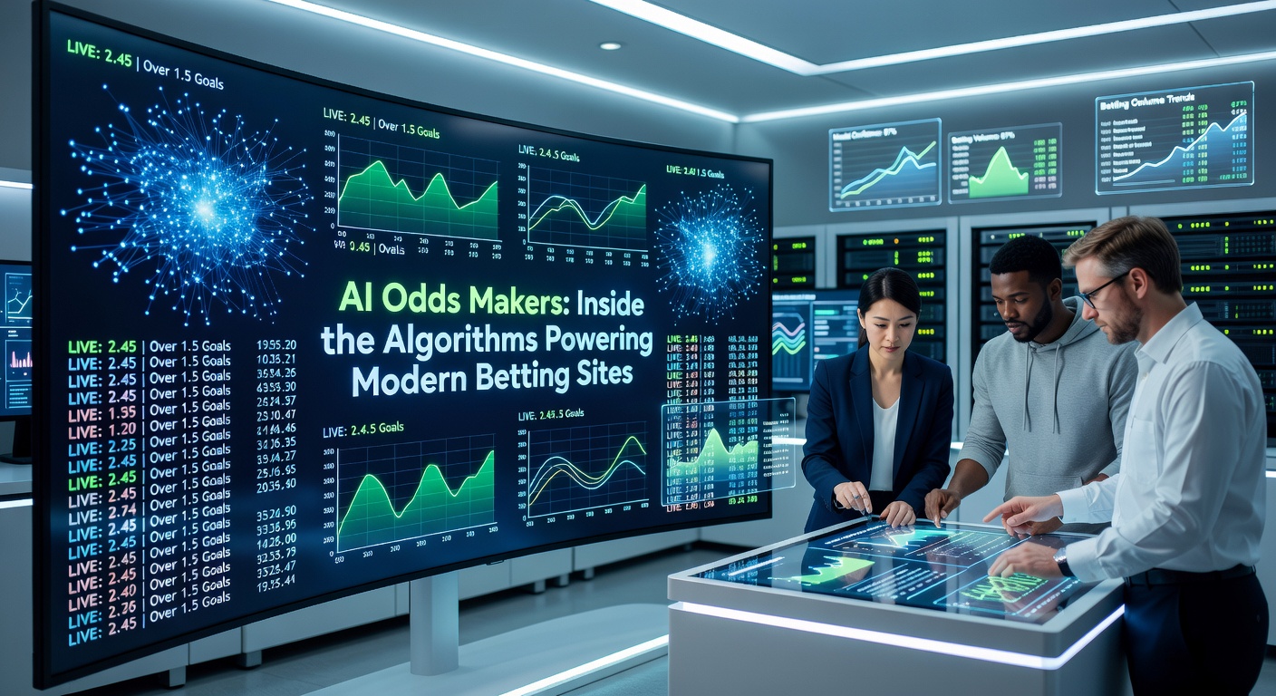 Visualization of AI neural networks processing vast datasets for sports betting odds