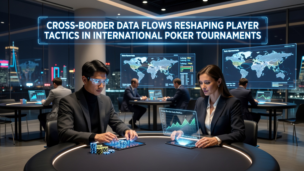 International poker tournament players analyzing data across borders