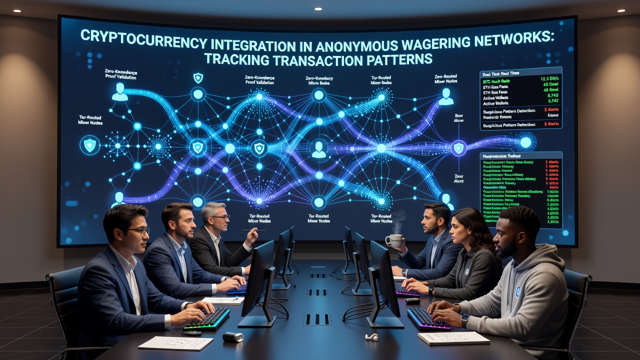 Data charts displaying cryptocurrency transaction patterns and clustering in wagering networks