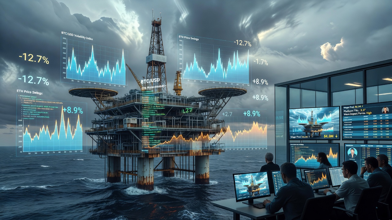 Offshore betting platform dashboard showing cryptocurrency price fluctuations and wagering activity