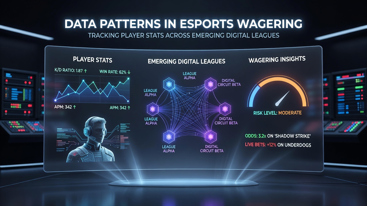 Data visualization showing player performance metrics and wagering trends in esports leagues