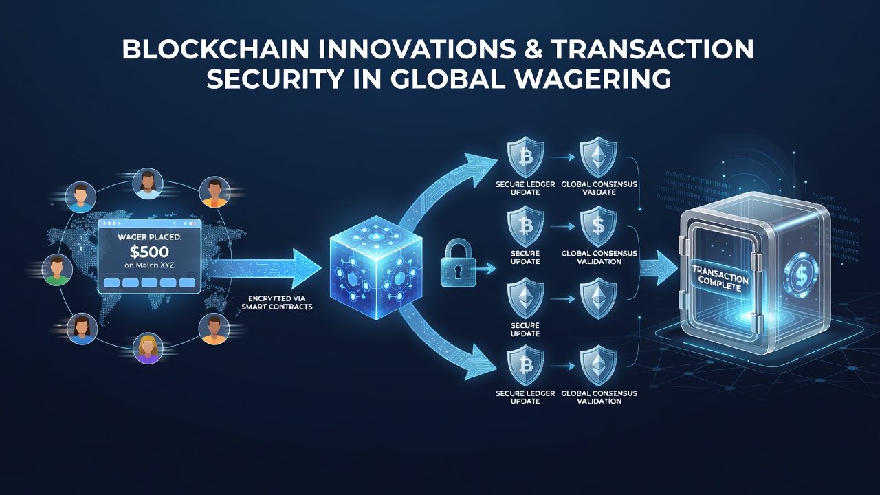 Illustration of secure digital transactions using blockchain in betting environments