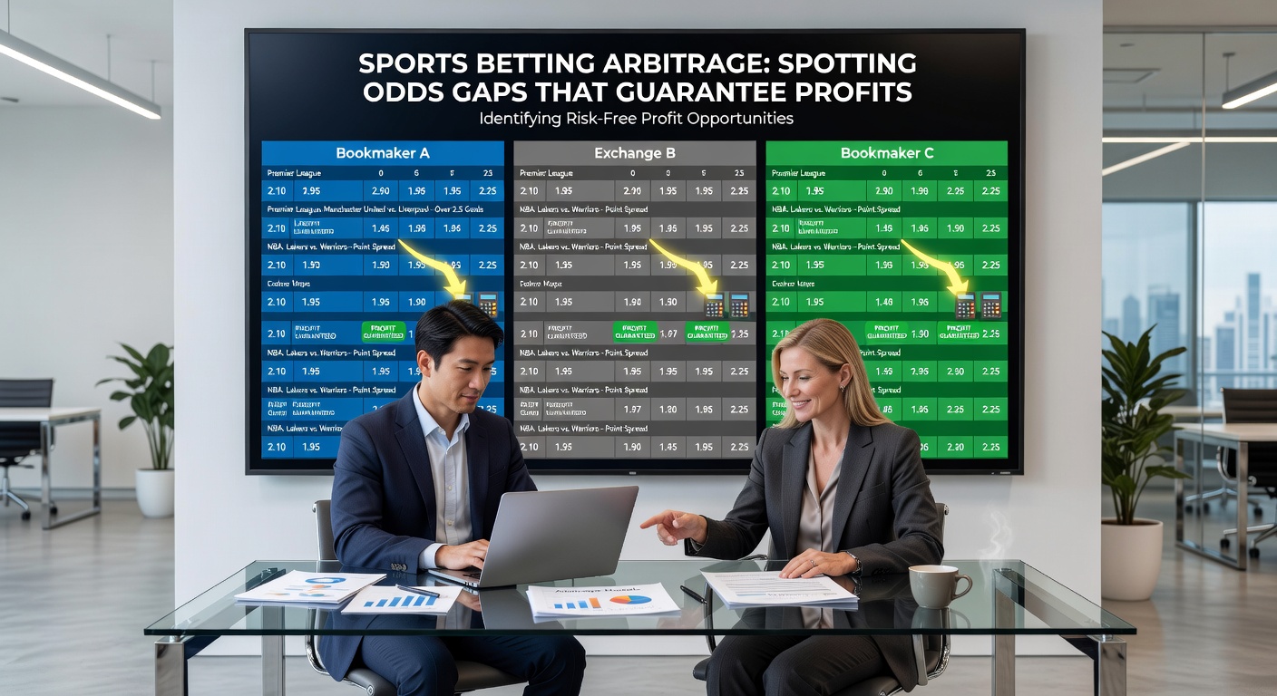 Visual representation of odds comparison across multiple sportsbooks highlighting an arbitrage opportunity in a football match