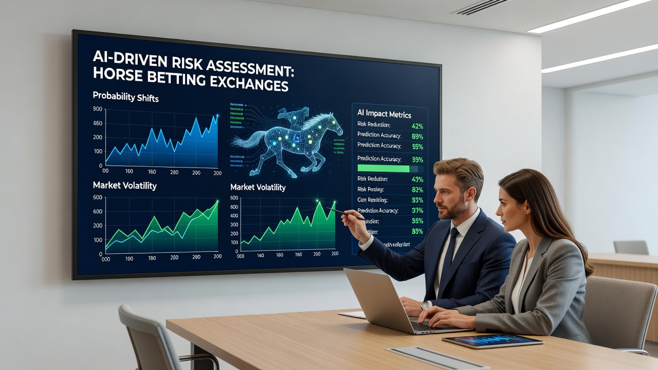 Operators reviewing AI-generated risk reports on horse betting exchange platforms